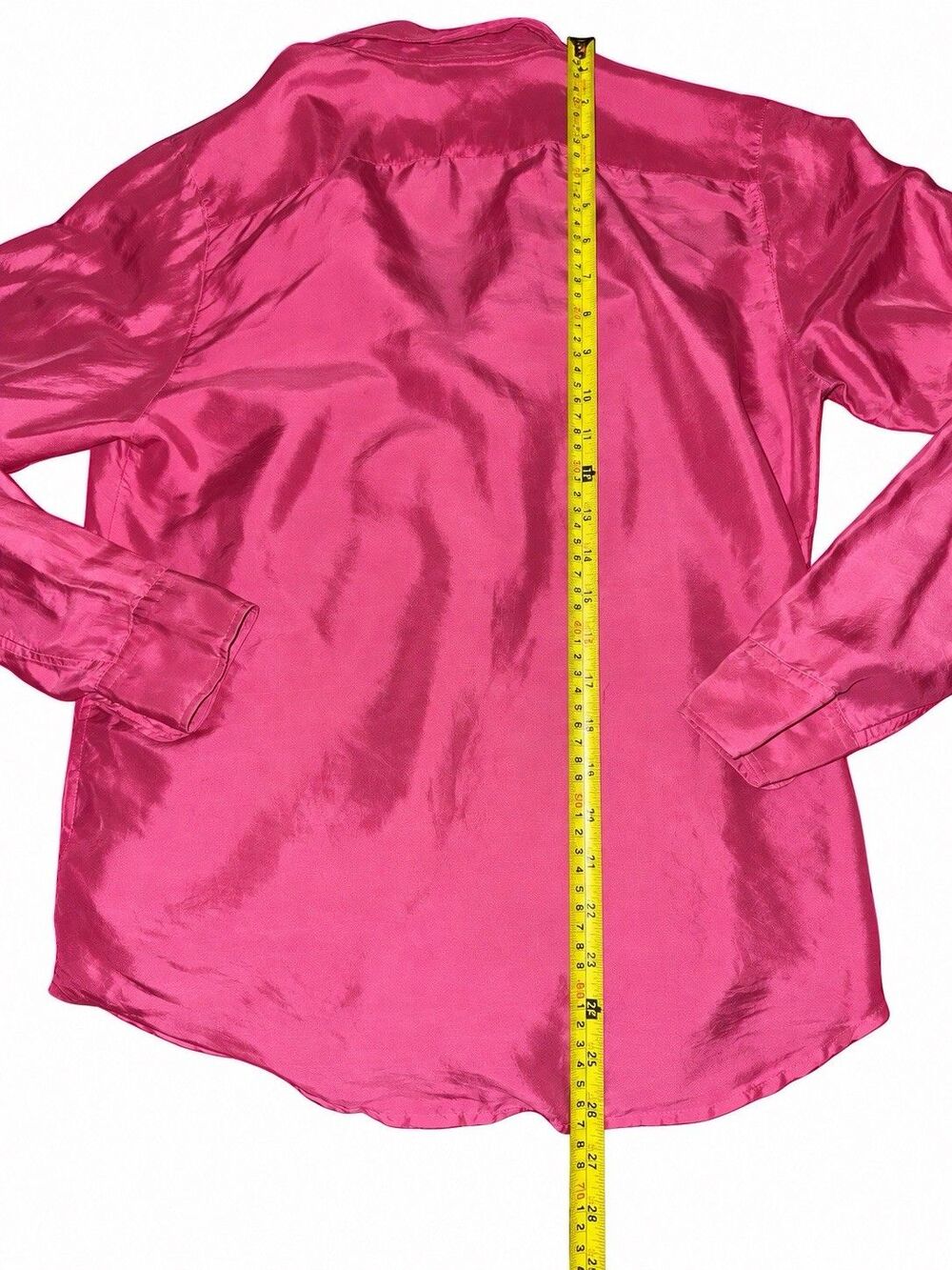 Lauren Ralph Lauren 100% Silk Hot Pink Button Front Shirt Blouse Womens Size 4 - Picture 7 of 7